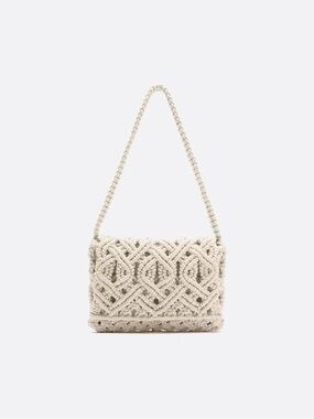 ZARA Cream Macramé Shoulder Bag